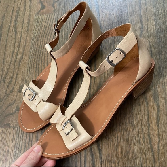 Madewell Loren Camel Tan T Strap Sandals Size 7 - Picture 6 of 14